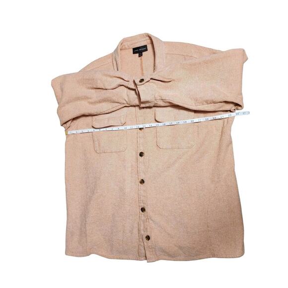 Lane Bryant Shacket Jacket Shirt Top Cotton Pockets Orange White Ladies 22/24 - Picture 6 of 9